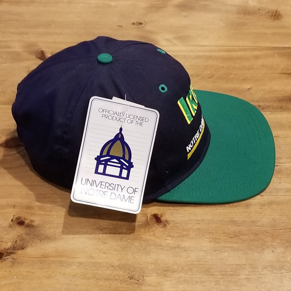 Vintage Notre Dame Fighting Irish Hat Snapback 90s Made USA Wool Blend NOS - Picture 4 of 10